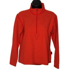 EASTERN MOUNTAIN SPORTS EMS Thermal Top Quarter Zip Orange Striped Size Medium
